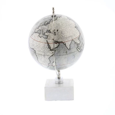 13" X 9" Contemporary Decorative Globe With Iron And Ceramic Stand White - Olivia & May 4 13" X 9" Contemporary Decorative Globe With Iron And Ceramic Stand White - Olivia & May - Image 2