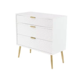 Modern 3 Drawer Wooden Chest With Knob Pulls White - Olivia & May 11 Modern 3 Drawer Wooden Chest With Knob Pulls White - Olivia & May -Olivia & May GUEST 6949adee 7d49 4e64 8442 1d5577269e45