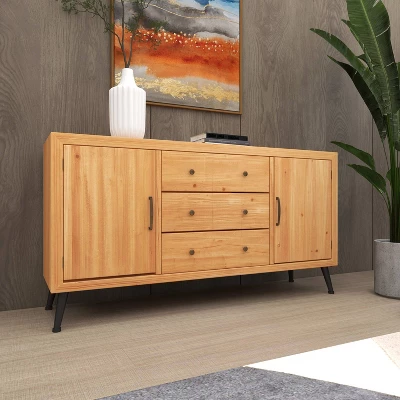 Modern Wood Sideboard Buffet Light Brown - Olivia & May 11 Modern Wood Sideboard Buffet Light Brown - Olivia & May - Image 9