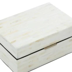 Set Of 2 Shell Mosaic Patterned Wood Box White - Olivia & May -Olivia & May GUEST 6a2a175e 8ae8 440d adff 009cee4de64a