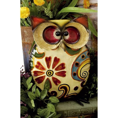 Eclectic Metal Owl Garden Sculpture Yellow - Olivia & May 4 Eclectic Metal Owl Garden Sculpture Yellow - Olivia & May - Image 2