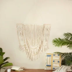 Cotton Macrame Weaved Intricately Wall Decor With Beaded Fringe Tassels - Olivia & May -Olivia & May GUEST 6a80ec5f c93f 44b9 9028 dc33eb68fc6e