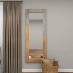 Wood Wall Mirror With Metal Detailing Beige - Olivia & May -Olivia & May GUEST 6a9c1493 0a93 437f 88ad 8b3c7c8a6bf4