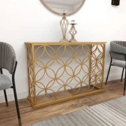 Rectangular Traditional Modern Metal Console Table Gold - Olivia & May -Olivia & May GUEST 6b1af3de 6556 4ade 9366 f851b96026c8