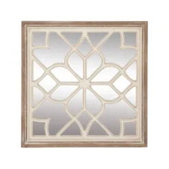 Wood Geometric Carved Wall Mirror White - Olivia & May -Olivia & May GUEST 6b36c4ba b322 4fc7 a316 91c67c3fce7e