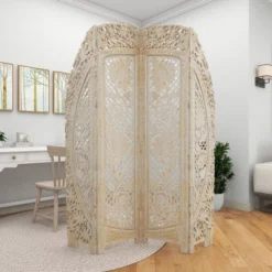 Eclectic Wood Room Divider Screen White - Olivia & May -Olivia & May GUEST 6b62efcc 7f4a 40b5 a5ee 2abf75eddf66