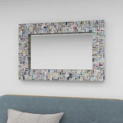 Glass Handmade Recycled Magazine Frame Wall Mirror Multi Colored - Olivia & May -Olivia & May GUEST 6b66d85d 7cdb 4f25 9362 e1fdf0cdf952