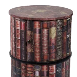 Traditional Round Book Cabinet Maroon - Olivia & May -Olivia & May GUEST 6b88530a 3891 44bf 8a43 e347ae18e5b8