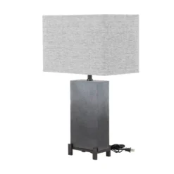 Polystone Table Lamp With Square Shade Gray - Olivia & May -Olivia & May GUEST 6ba907ea 5d2a 4b57 82f2 ff176e9efc00