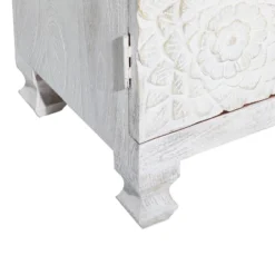 Mediterranean Carved Wood Cabinet White - Olivia & May -Olivia & May GUEST 6bb255a0 b77e 4b6d b607 cba38a53ba09