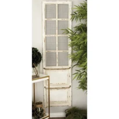 Wood Scroll Door Inspired Panel Wall Decor With Mesh Netting Cream - Olivia & May