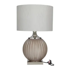 Glass Table Lamp With Drum Shade Gray - Olivia & May -Olivia & May GUEST 6c6372e3 b5d8 4f94 a6e6 b0f4f22dcc62