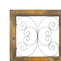 36" X 14" Wood Scroll Window Inspired Wall Decor With Metal Scrollwork Relief Brown - Olivia & May -Olivia & May GUEST 6c7f8400 16cd 4c48 849d de14efe80ad0