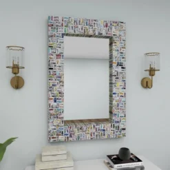 Glass Handmade Recycled Magazine Frame Wall Mirror Multi Colored - Olivia & May -Olivia & May GUEST 6cf662f3 51bf 48b7 b0e8 6a580cac201b