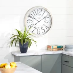 Vintage Wood Vintage Wall Clock White - Olivia & May