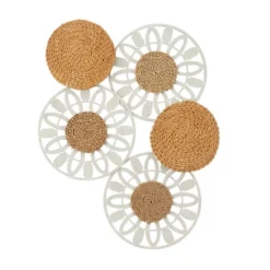Seagrass Plate Cut-out Wall Decor With Metal Relief Brown - Olivia & May