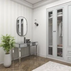 Glam Mirror And Wood Console Table Desk Silver - Olivia & May -Olivia & May GUEST 6dc91fae 9c80 4b33 88a5 4a7750bd88b1