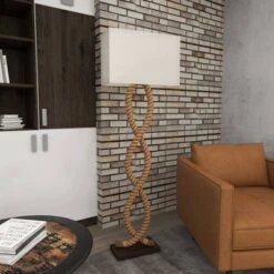 Rustic Jute Floor Lamp Brown - Olivia & May -Olivia & May GUEST 6decb226 f0b9 4ad8 98c8 277770ddd03e