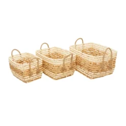 Set Of 3 Contemporary Sea Grass Storage Baskets Brown - Olivia & May