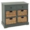 Wood Console 4 Wicker Baskets 2 Drawers Blue - Olivia & May -Olivia & May GUEST 6ec99d78 0d73 460d 9026 ae768f7c9b68