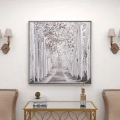 Canvas Landscape Trees Framed Wall Art With Silver Frame White - Olivia & May -Olivia & May GUEST 6eda3b3f 76ab 4528 9c71 83c7a6777514