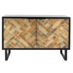 Rectangular Contemporary Mosaic Wood Cabinet Black - Olivia & May