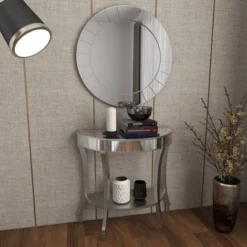 Set Of 2 Glam Fir Console Tables With Mirror White - Olivia & May 31 Set Of 2 Glam Fir Console Tables With Mirror White - Olivia & May -Olivia & May GUEST 6ef386c5 2e4f 4353 a959 8077c5f150e5