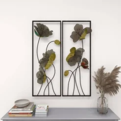 Metal Floral Wall Decor With Black Frame Set Of 2 Black - Olivia & May -Olivia & May GUEST 6f88fd93 6b14 4175 a749 cc2d35ae7a47