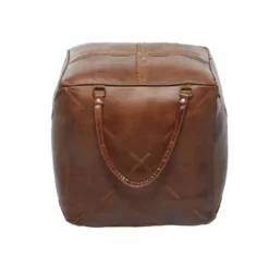 Rustic Leather Foot Stool Ottoman Smooth Brown Leather - Olivia & May -Olivia & May GUEST 70100e10 463e 410d 8401 33fbf309e9a2