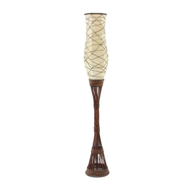 Traditional Bamboo Floor Lamp Brown - Olivia & May 4 Traditional Bamboo Floor Lamp Brown - Olivia & May - Image 2