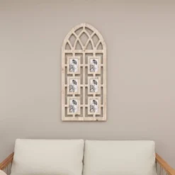Wood 6 Slot Wall Photo Frame With Window Arch Shape Light Brown - Olivia & May -Olivia & May GUEST 7077c166 af88 44b5 bdbc 5620131d8ec6