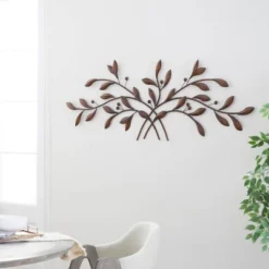 22" X 60" Metal Leaf Wall Decor Brown - Olivia & May -Olivia & May GUEST 7079e59b 521e 4f1a 84ad e65660ea1a91