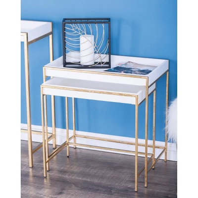 Set Of 2 Contemporary Metal Console Tables Gold - Olivia & May 3 Set Of 2 Contemporary Metal Console Tables Gold - Olivia & May