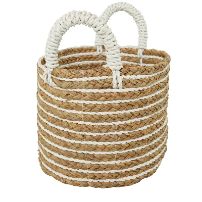 Set Of 3 Seagrass Storage Baskets Brown/White - Olivia & May 7 Set Of 3 Seagrass Storage Baskets Brown/White - Olivia & May - Image 5