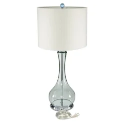 Glass Table Lamp With Drum Shade Set Of 2 Blue - Olivia & May -Olivia & May GUEST 710e13ab dbdf 4738 a0f9 3f02104e8653