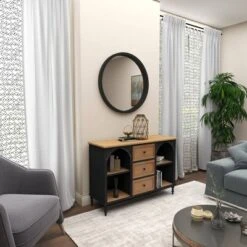 32" Contemporary Wood Wall Mirror Black - Olivia & May -Olivia & May GUEST 71ab8a3c 744b 4152 bf7b e5652841c84b