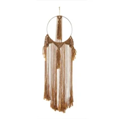 Fabric Macrame Intricately Weaved Wall Decor With Beaded Fringe Tassels Brown - Olivia & May -Olivia & May GUEST 71d63dee fe35 4f6d 8c60 0bc468fab11c