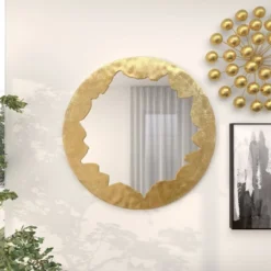 Aluminum Handmade Live Edge Wall Mirror Gold - Olivia & May -Olivia & May GUEST 71e4808b 3988 4cee 9ee8 6dc739d774c6