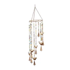 26" X 7" Eclectic Metal Birds Windchime With Beaded Strands Gold - Olivia & May: Indoor Musical Decor -Olivia & May GUEST 7218f8be 70dc 4325 ab7f cc57d1a27dfa