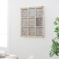 Metal Scroll Wall Decor With Embossed Details Beige - Olivia & May -Olivia & May GUEST 7321c44b 2e1a 4c0f 9e8b e7f5c3354fb8