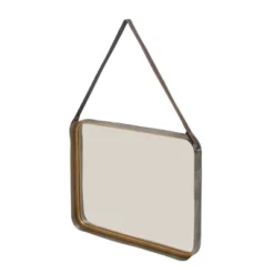 Metal Wall Mirror With Hanging Strap Gold - Olivia & May -Olivia & May GUEST 7329d73d fe8c 4245 87a8 ac1d387441b3