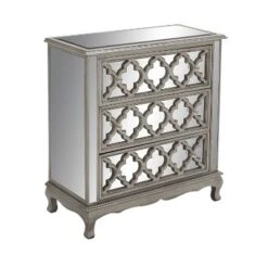 Glam Quatrefoil Mirror And Wood Storage Chest Gray - Olivia & May -Olivia & May GUEST 733a0459 6ee2 421b 97a1 8c75112db0a2