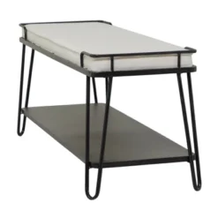 Industrial Upholstered Metal Bench Black - Olivia & May