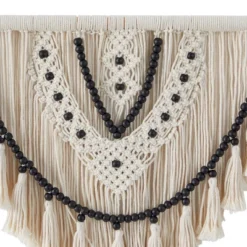 Cotton Macrame Handmade Intricately Weaved Wall Decor With Beaded Fringe Tassels White - Olivia & May -Olivia & May GUEST 73918bae 8bbc 432c 8459 83965d4e9c8b