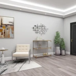 Glam Metal Abstract Wall Decor With Square Mirrored Accents Black - Olivia & May -Olivia & May GUEST 73d5fe8f 14aa 4ba2 b70c 5909e2965221