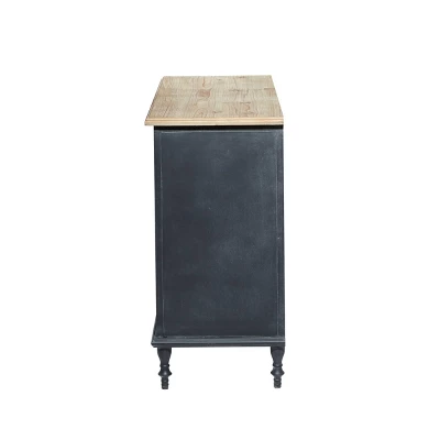 Farmhouse Wood And Metal Cabinet Black - Olivia & May 7 Farmhouse Wood And Metal Cabinet Black - Olivia & May - Image 5