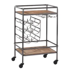 Metal And Wood 2 Tiered Wine Rack Chart Gray - Olivia & May -Olivia & May GUEST 74a84fbc b652 418d b021 162d650e1b1d