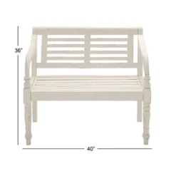 Farmhouse Mahogany Bench White - Olivia & May -Olivia & May GUEST 74e2e477 149a 4761 9def 448c01a449e5