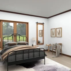 Wood Wall Mirror With Metal Hanging Rod Brown - Olivia & May -Olivia & May GUEST 7623d425 6fac 40c1 8477 dbc8c867f549