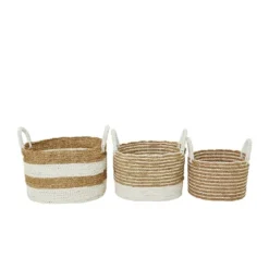 Set Of 3 Seagrass Storage Baskets Brown/White - Olivia & May 15 Set Of 3 Seagrass Storage Baskets Brown/White - Olivia & May -Olivia & May GUEST 762be3fa 2814 4f03 8db6 769b6e1f83ff